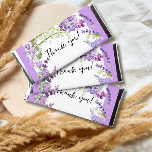 Lavender Boho Watercolor Florals Baby Shower Hershey Bar Favors