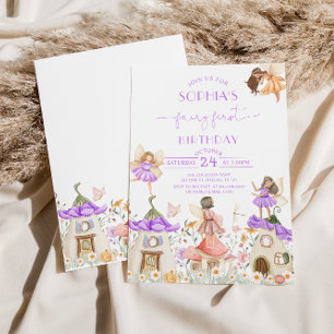 Lavender Boho Wildflower Fairy 1st Birthday Invitation