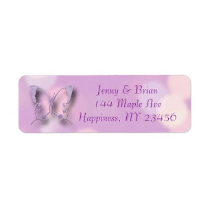 Lavender Bokeh Butterflies Label