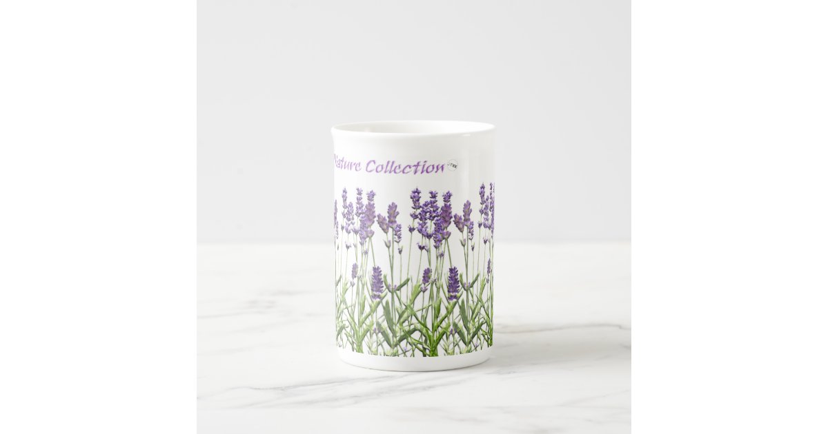 Bone china coffee or tea mug, lavender design