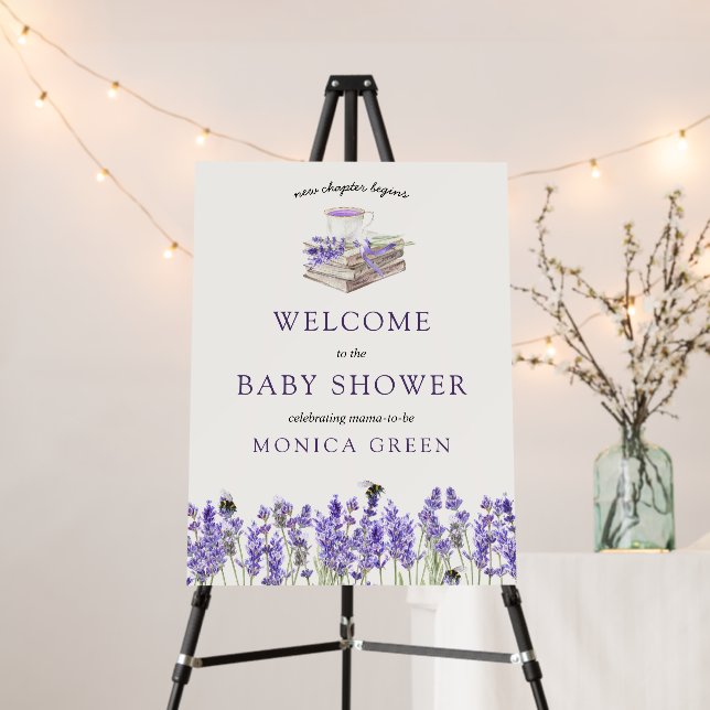 Lavender Book New Chapter Begins Baby Shower Foam Board (In Situ (Stand))