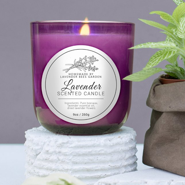 Lavender botanic art mono candle ingredients classic round sticker (Creator Uploaded)