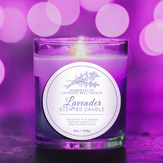 Lavender botanic art scented candle ingredients classic round sticker