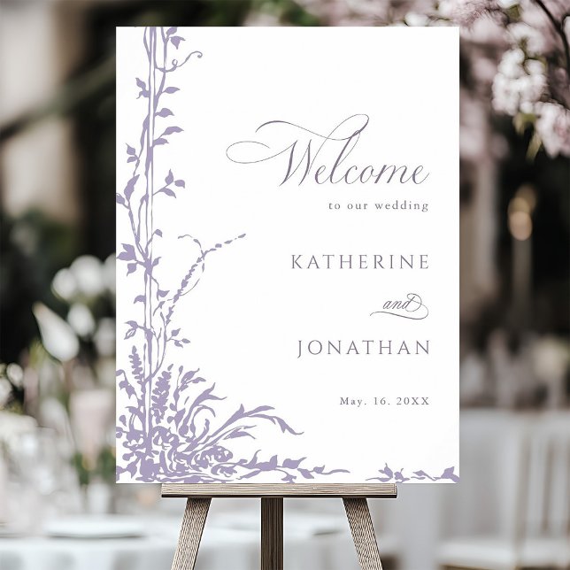 Lavender Botanical Arch Garden Wedding Welcome Foam Board (Creator Uploaded)