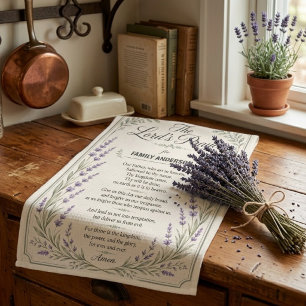 Lavender Botanical Beige Name Lord’s Prayer Kitchen Towel