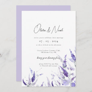 Lavender Botanical Elegant Floral Pastel Wedding Invitation