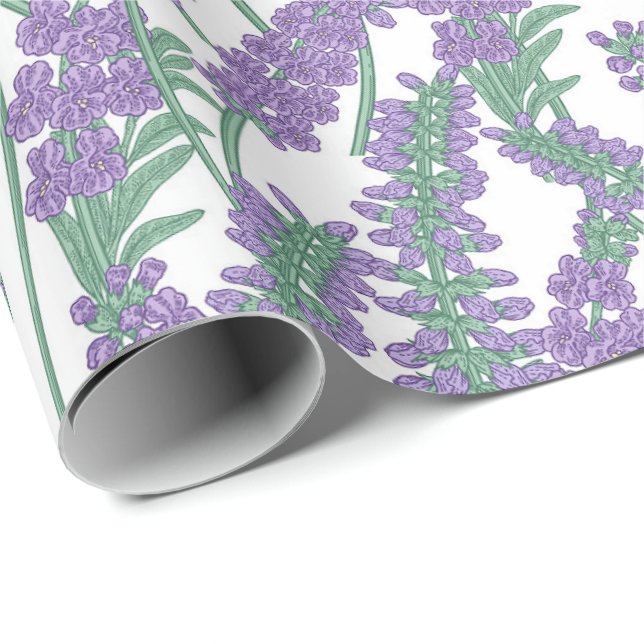 Lavender Botanical Floral Gift Wrap Pattern (Roll Corner)