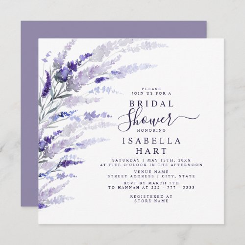Lavender Botanical Floral Mauve Bridal Shower Invitation