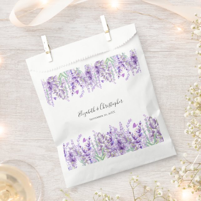 Lavender Botanical Floral Purple Green Wedding Favor Bag (Clipped)