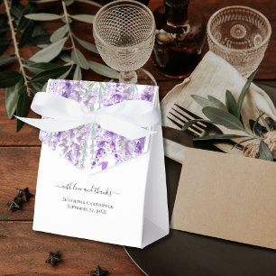 Lavender Botanical Greenery Purple Green Wedding  Favor Boxes