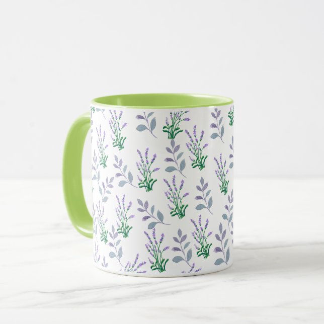 Lavender Botanical Pattern Mug (Front Left)