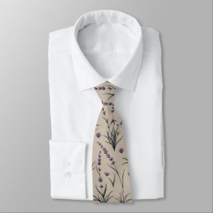 Lavender Botanical Pattern Necktie