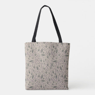 Lavender Botanical Pattern Tote Bag