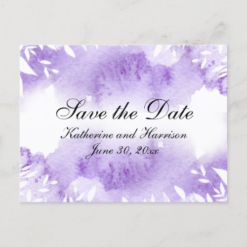 Lavender Botanical RSVP Wedding Announcement Postcard