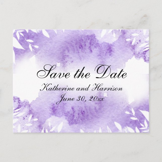 Lavender Botanical RSVP Wedding Announcement Postcard (Front)