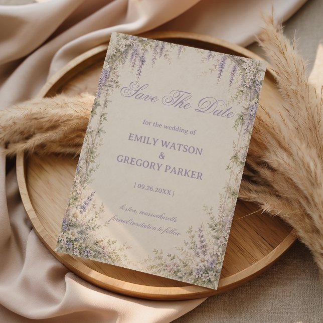 Lavender Botanical Vintage Save The Date (Creator Uploaded)