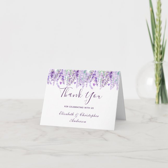 Lavender Botanical Watercolor Wedding Thank you  Card (Front)