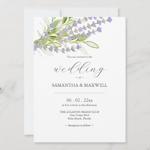 Lavender Botanical Wedding Invitation with QR Code