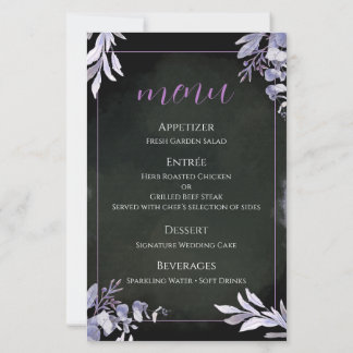 Lavender Botanical Wedding Menu Card