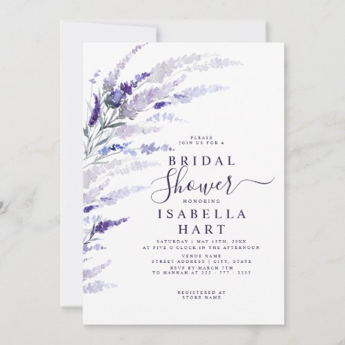 Lavender Botanical Wildflower Floral Bridal Shower Invitation