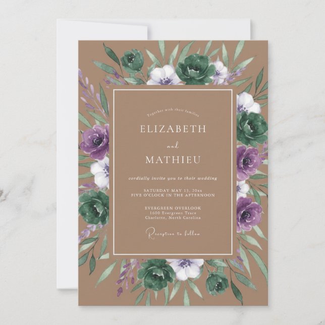 Lavender Botanical Woodland Wedding Invitation (Front)
