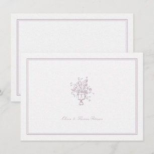 Lavender Bouquet Classic Frame Wedding Couple Note Card