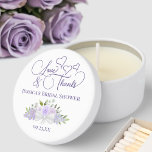 Lavender Bouquet Love & Thanks Bridal Shower Mini Candle Favors<br><div class="desc">These beautiful candles are designed as favors for your guests at your bridal shower. The lovely boho chic design features a bouquet of hand painted watercolor roses and blossoms in shades of lilac, lavender, and light purple. The text is written in fancy script lettering and reads "Love & Thanks" with...</div>