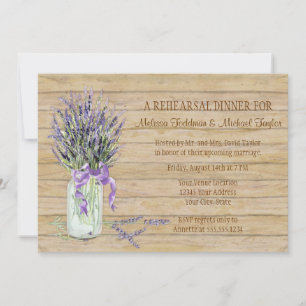 Lavender Bouquet Mason Jar Rehearsal Dinner Invitation