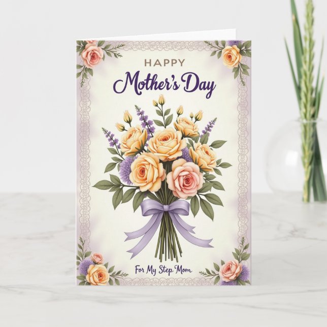 Lavender Bouquet Mothers Day Card (Front)
