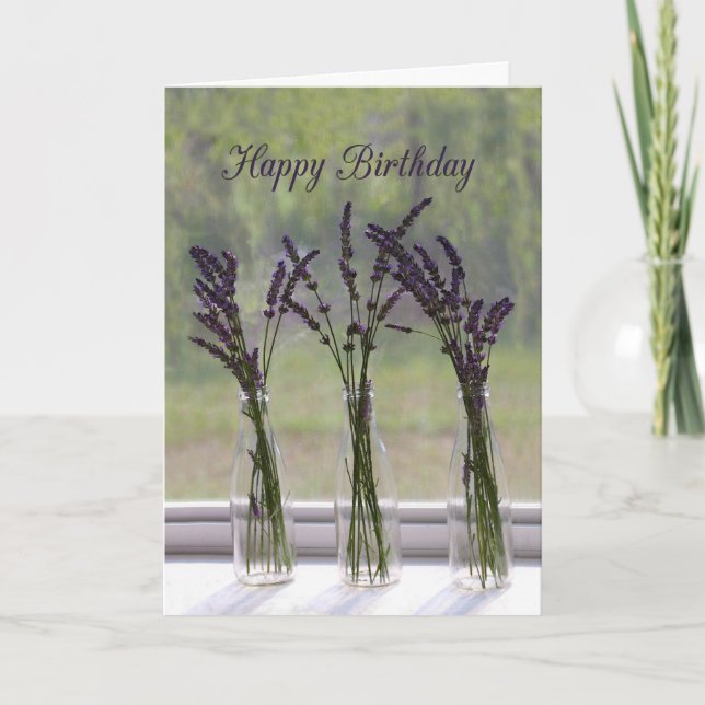 Lavender Bouquets Happy Birthday Card (Front)