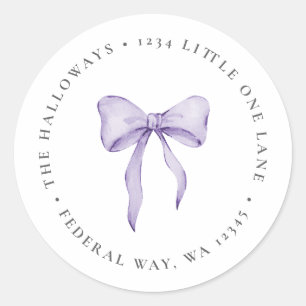 Lavender Bow Address Label Baby Shower Sticker Tag