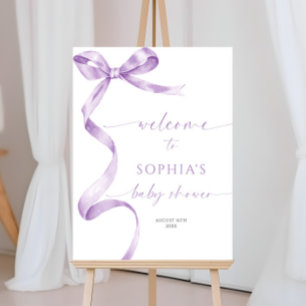 Lavender Bow Baby Shower Welcome Sign