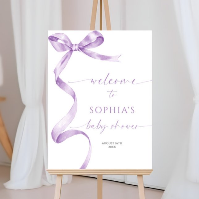 Lavender Bow Baby Shower Welcome Sign (Creator Uploaded)