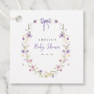 Lavender Bow Baby Shower Wildflower Gift Favor Tag
