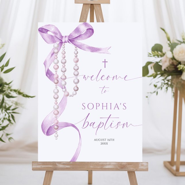 Lavender Bow Baptism Welcome Sign (Creator Uploaded)