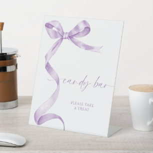 Lavender Bow Candy Bar Pedestal Sign