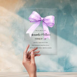 Lavender bow cream clear Sweet 16 Acrylic Invitations<br><div class="desc">A clear,  transparent background,  decorated with a large lavender,  violet,  purple colored bow. Personalize and add a name and party details.</div>