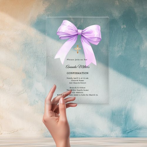 Lavender bow cream girl clear Confirmation