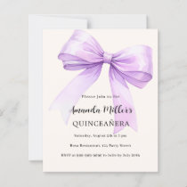 Lavender bow cream Quinceanera invitation