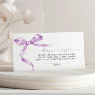 Lavender Bow Diaper Raffle Enclosure Card