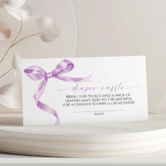 Lavender Bow Diaper Raffle Enclosure Card