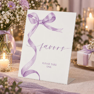Lavender Bow Favors Pedestal Sign