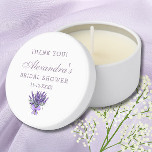 Lavender Bow  Floral Bridal Shower Thank You Mini Candle Favors