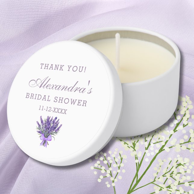 Lavender Bow  Floral Bridal Shower Thank You Mini Candle Favors (Creator Uploaded)
