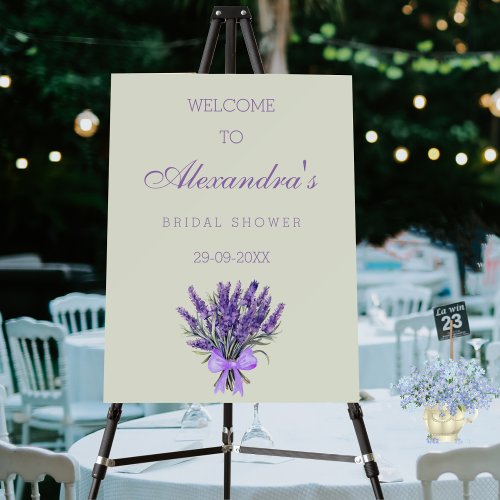 Lavender Bow Floral Bridal Shower Welcome  Foam Board