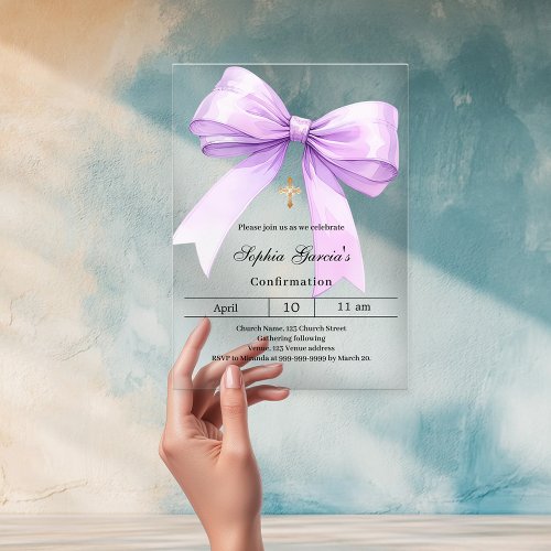 Lavender bow girl clear Confirmation