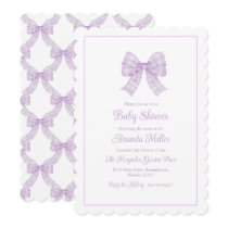 Lavender Bow Grandmillennial Preppy Baby Shower Invitation