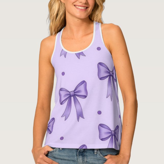Lavender Bow Pattern Tank Top (Front)