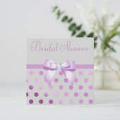 Lavender Bow Polka Dots Grey Bridal Shower Invitation (Standing Front)
