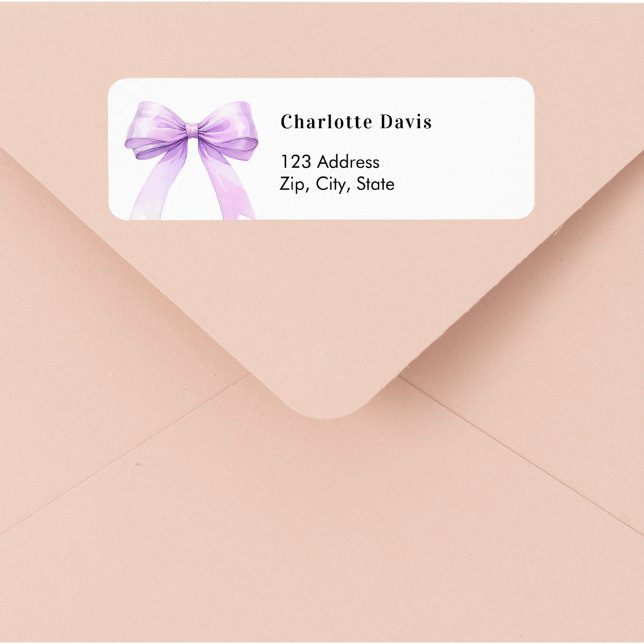 Lavender bow return address  label (Creator Uploaded)